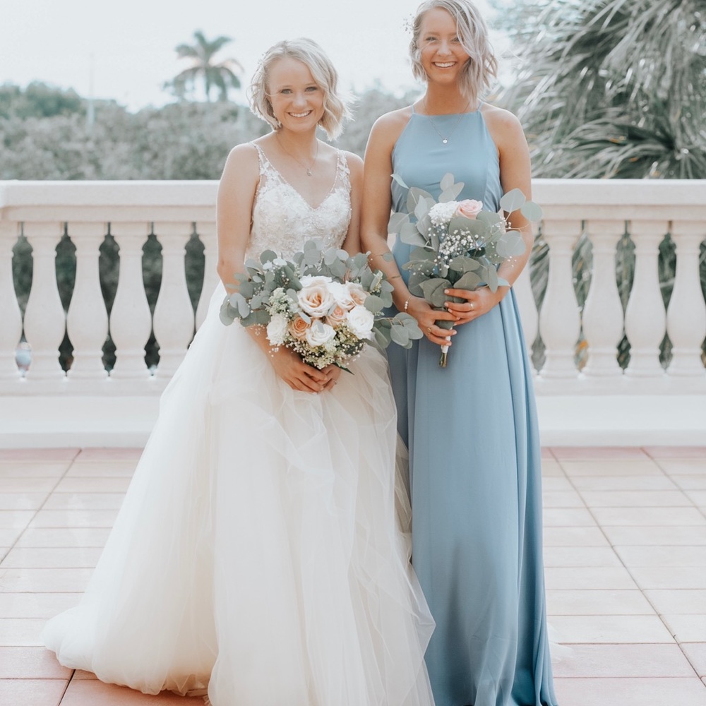 Lulu’s Slate Blue Bridesmaid Dress
